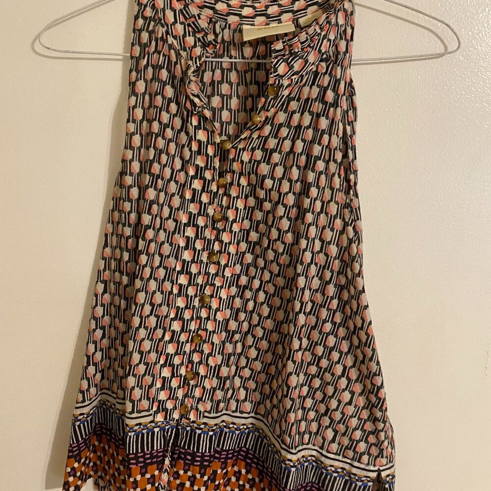 Anthropologie Maeve Multi-Color Print Button-Up Sleeveless Blouse Sz S